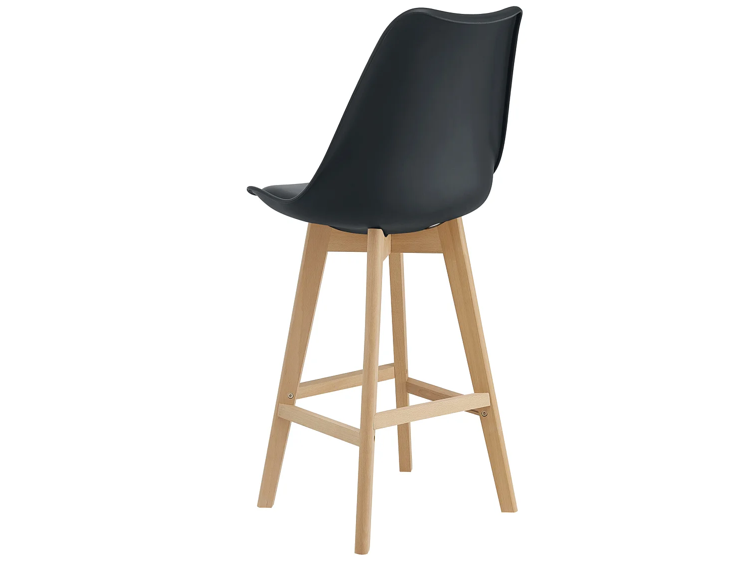 Lot de 6 Tabourets de Bar Lublin Plastique Simili Hêtre 105 x 48 x 58 cm Noir [en.casa]