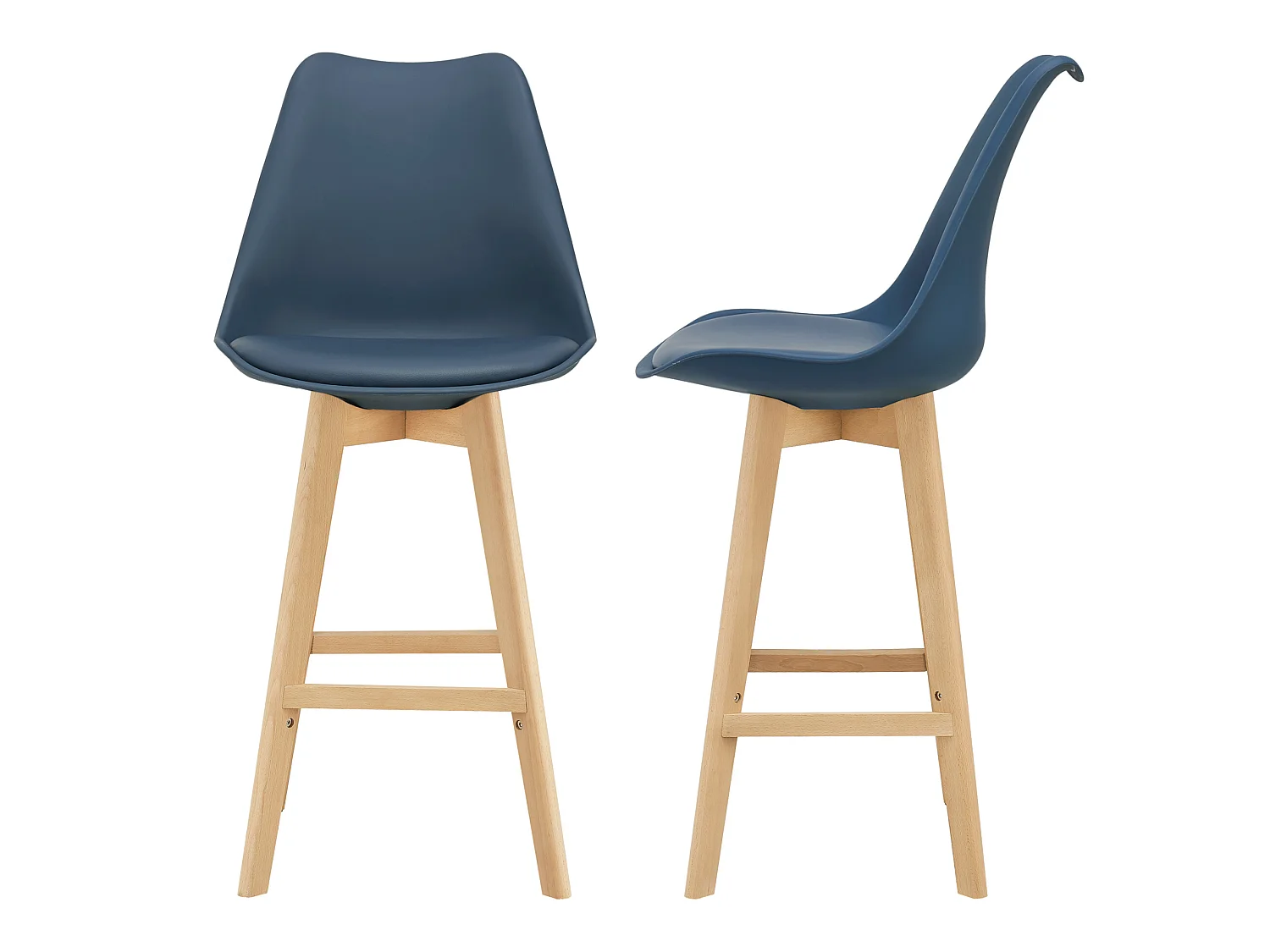 Lot de 2 Tabourets de Bar Lublin Simili Hêtre 105 x 48 x 58 cm Bleu [en.casa]