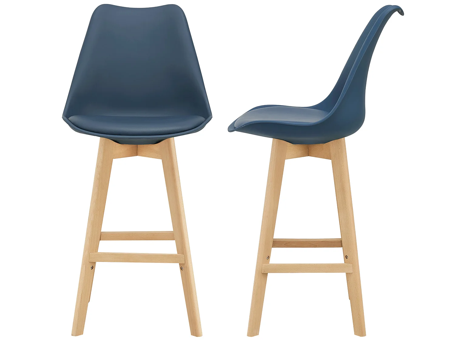 Lot de 2 Tabourets de Bar Lublin Simili Hêtre 105 x 48 x 58 cm Bleu [en.casa]