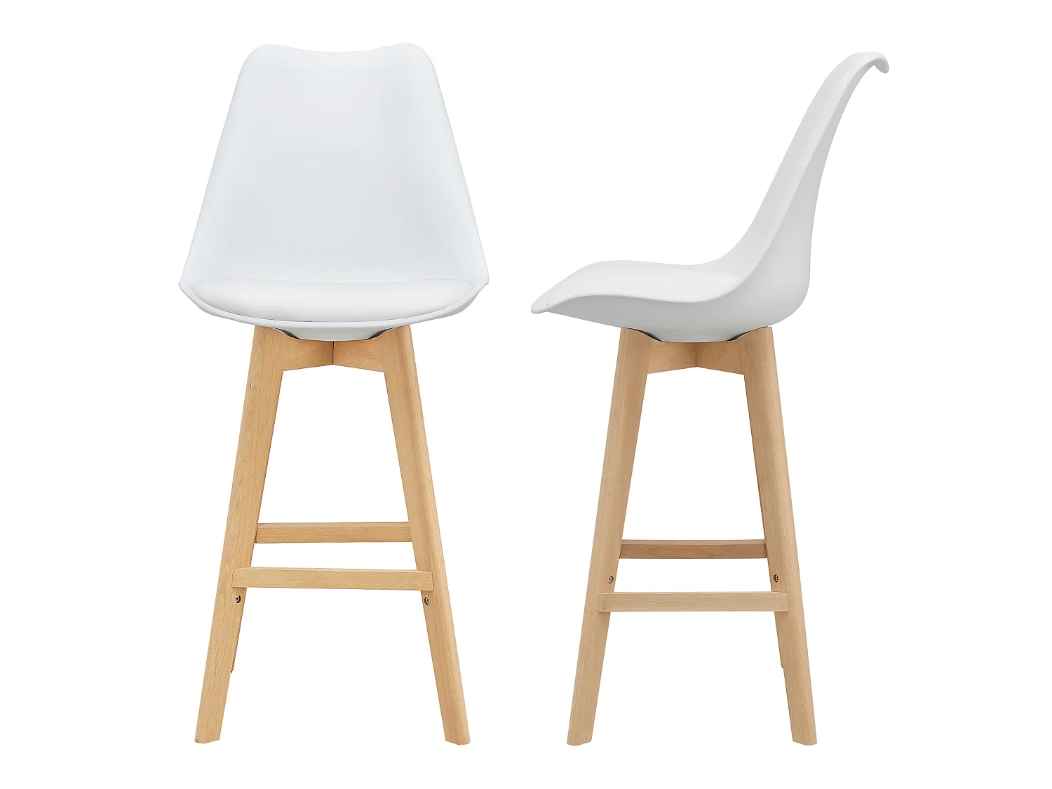 Lot de 2 Tabourets de Bar Lublin Simili Hêtre 105 x 48 x 58 cm Blanc [en.casa]