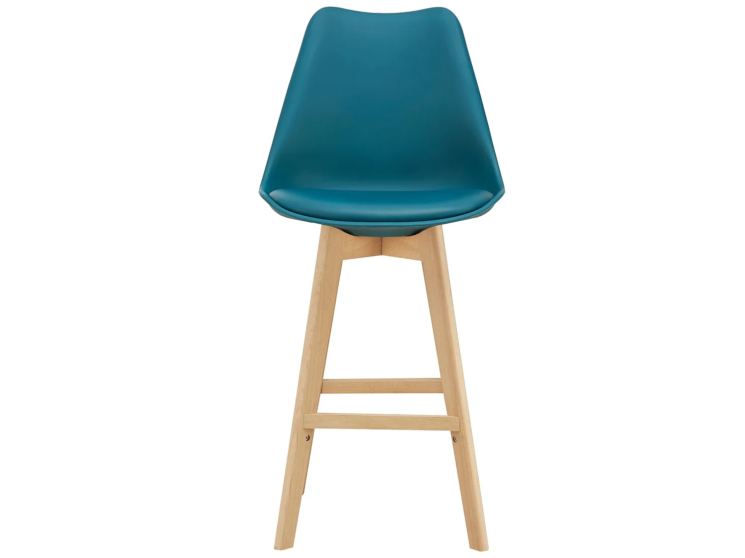 Lot de 4 Tabourets de Bar Lublin Plastique Simili Hêtre 105 x 48 x 58 cm Turquoise [en.casa]