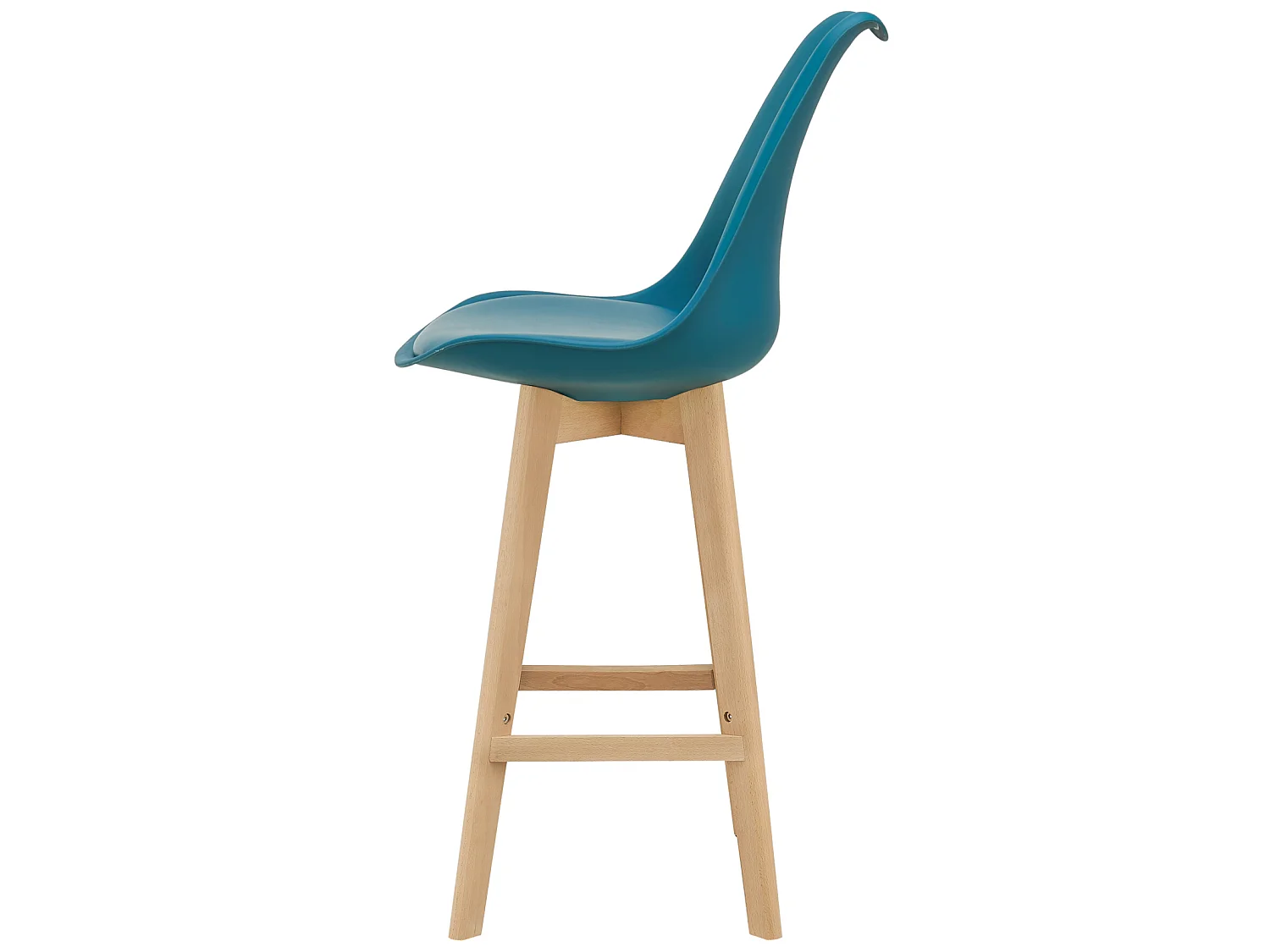Lot de 4 Tabourets de Bar Lublin Plastique Simili Hêtre 105 x 48 x 58 cm Turquoise [en.casa]