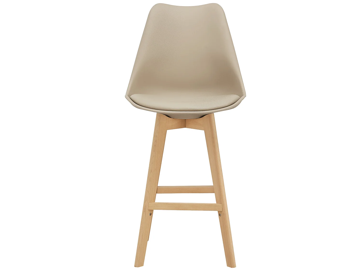Lot de 4 Tabourets de Bar Lublin Plastique Simili Hêtre 105 x 48 x 58 cm Beige [en.casa]