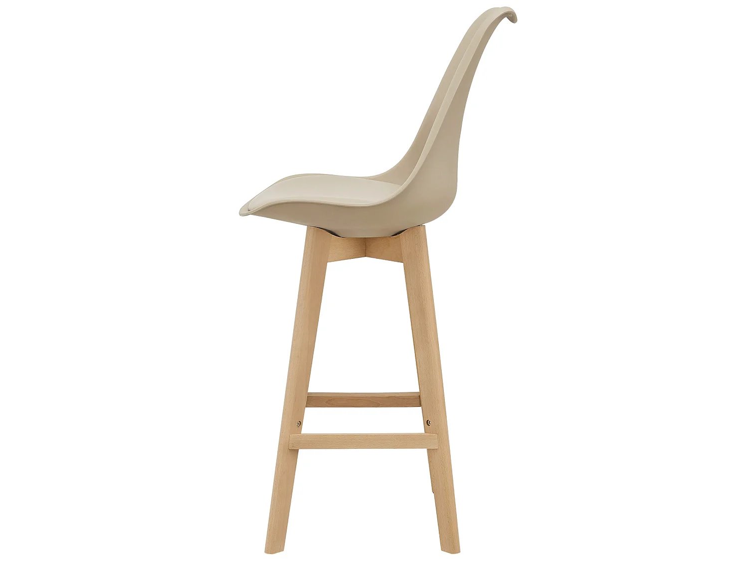 Lot de 4 Tabourets de Bar Lublin Plastique Simili Hêtre 105 x 48 x 58 cm Beige [en.casa]
