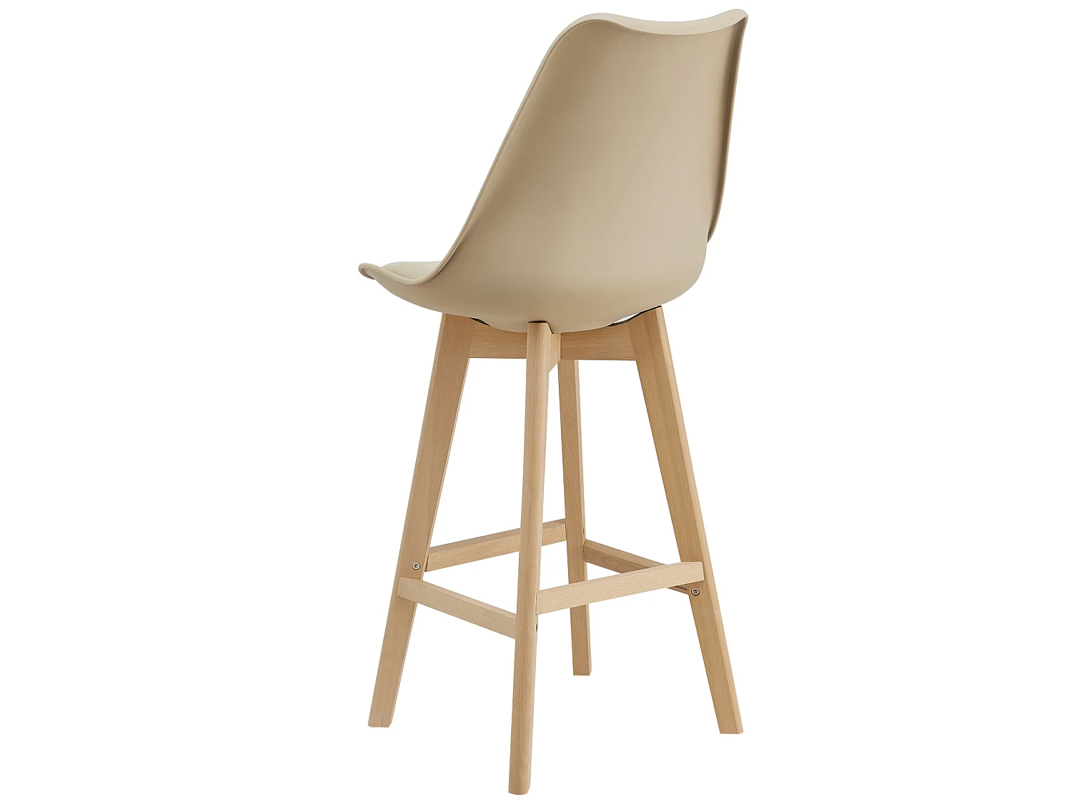 Lot de 4 Tabourets de Bar Lublin Plastique Simili Hêtre 105 x 48 x 58 cm Beige [en.casa]
