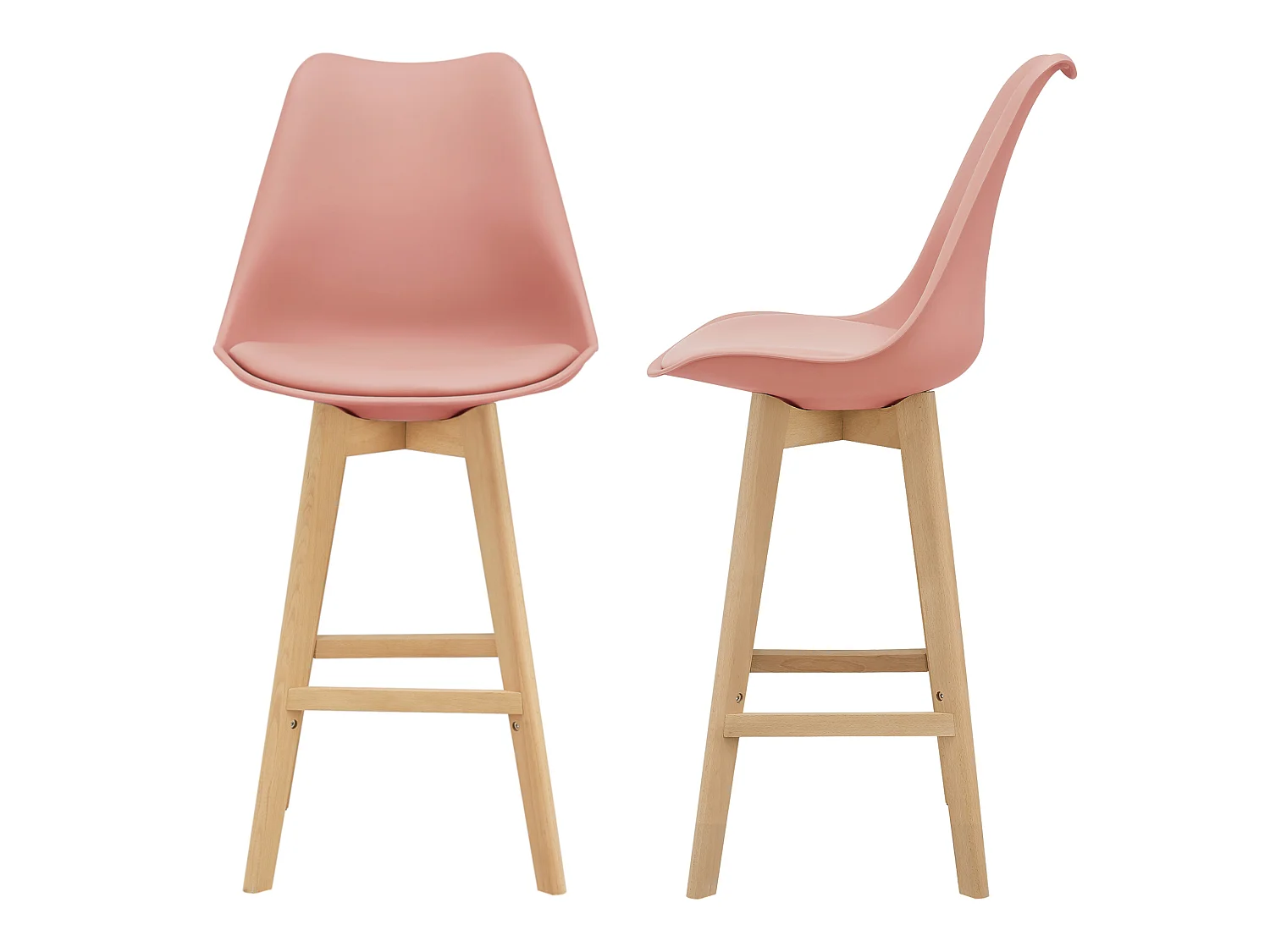 Lot de 2 Tabourets de Bar Lublin Simili Hêtre 105 x 48 x 58 cm Rose [en.casa]