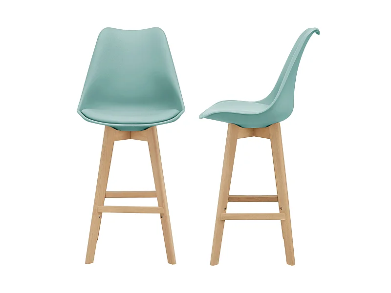 Lot de 2 Tabourets de Bar Lublin Simili Hêtre 105 x 48 x 58 cm Menthe [en.casa]