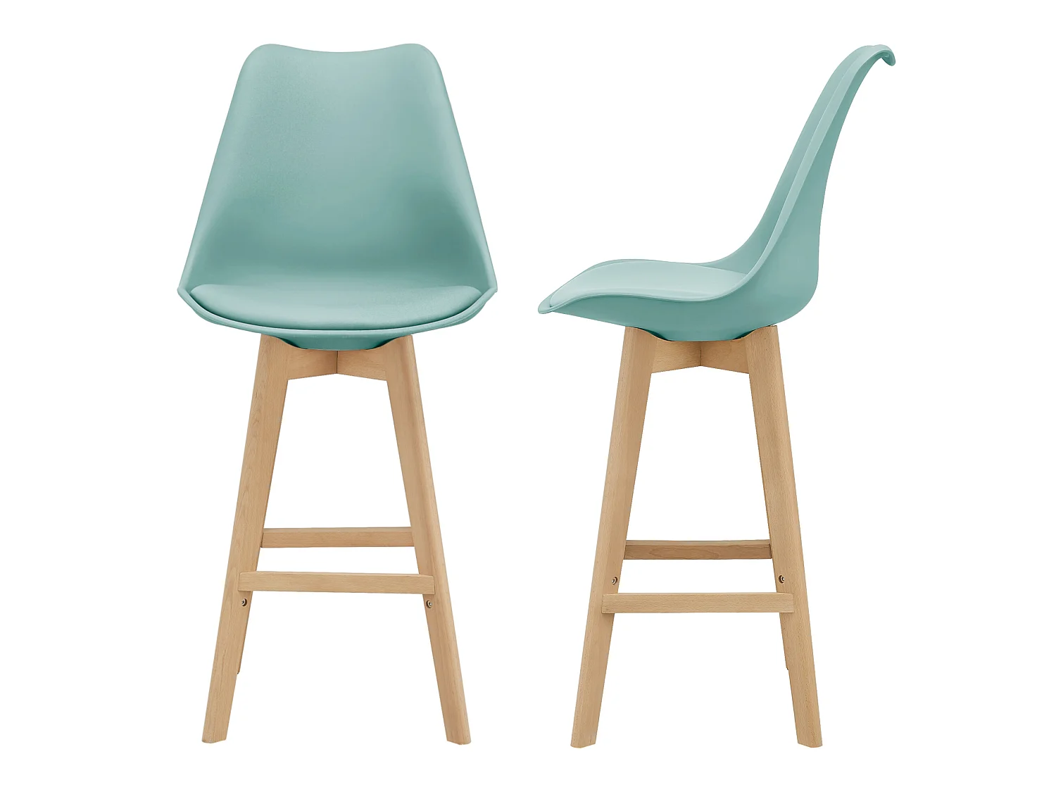 Lot de 2 Tabourets de Bar Lublin Simili Hêtre 105 x 48 x 58 cm Menthe [en.casa]