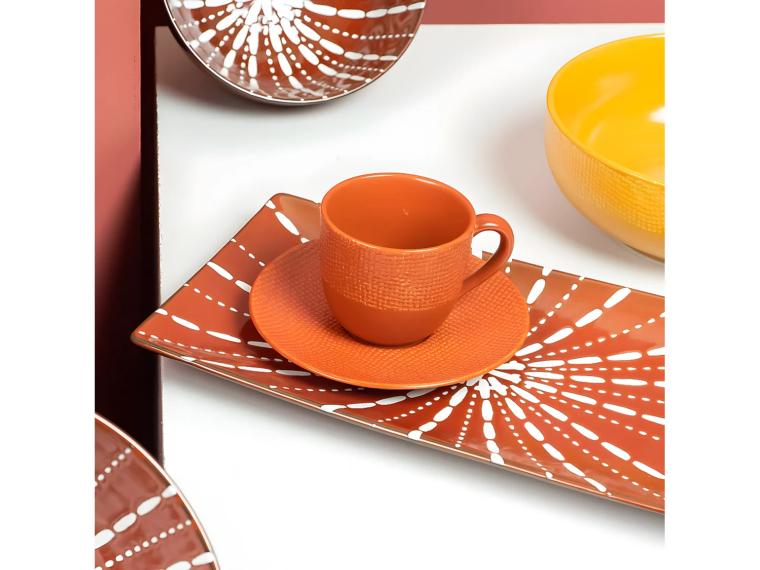 Tasse à café et sous-tasse Vésuvio terra 12 cl (lot de 6)