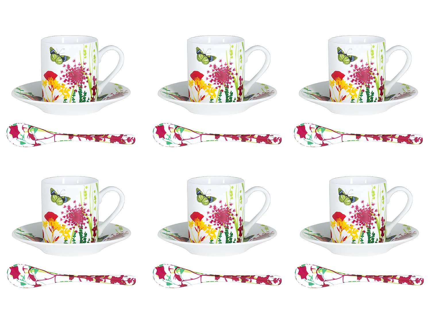 Coffret de 6 tasses café et leurs cuillères Tutti Fiori
