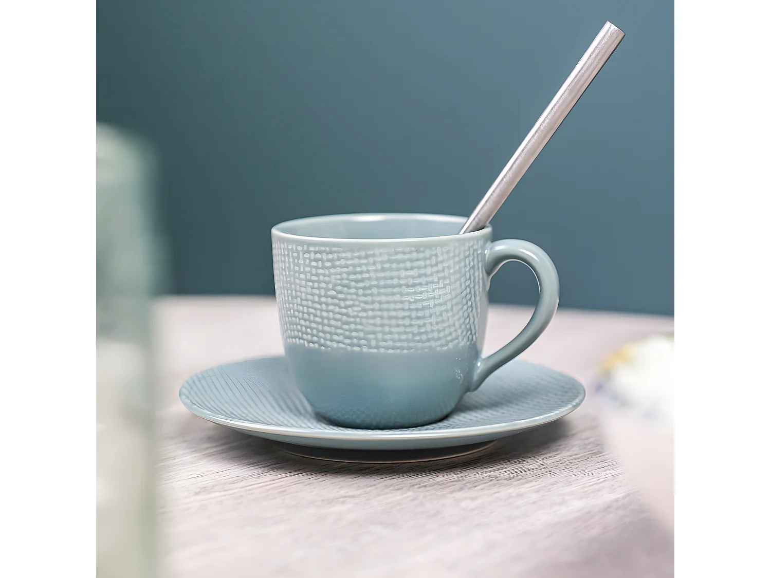 Tasse à thé et sous-tasse à Vésuvio bleu 22 cl (lot de 6)
