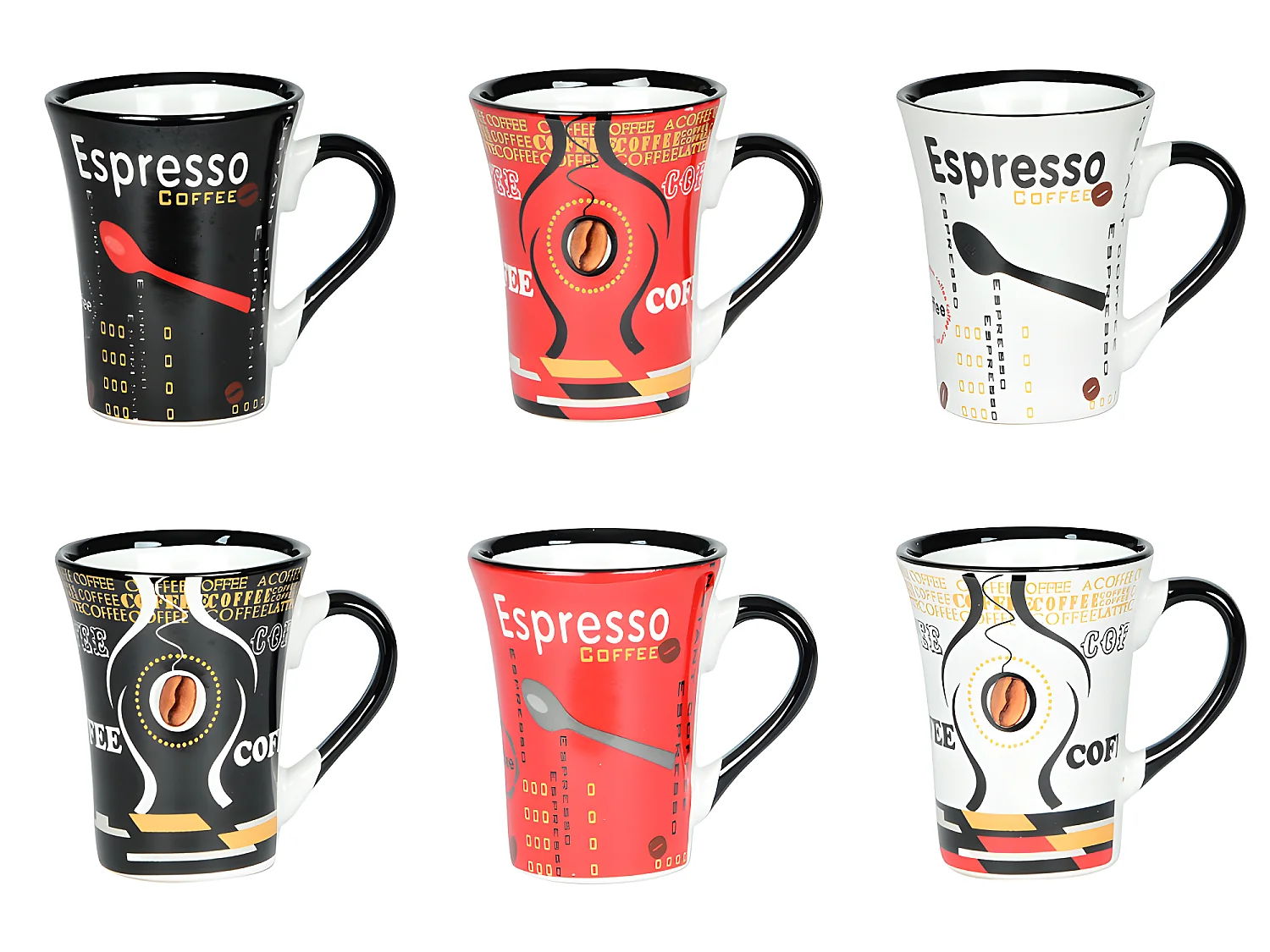 Coffret de 6 tasses à café Color 12,5 cl assorties