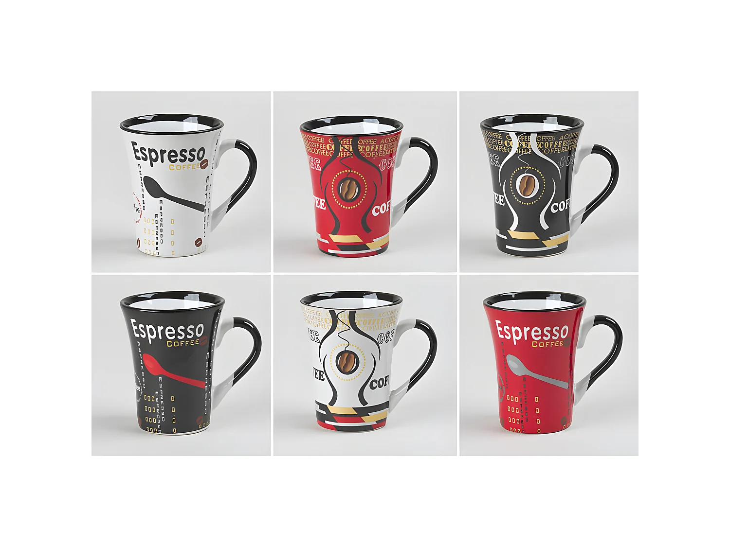 Coffret de 6 tasses à café Color 12,5 cl assorties