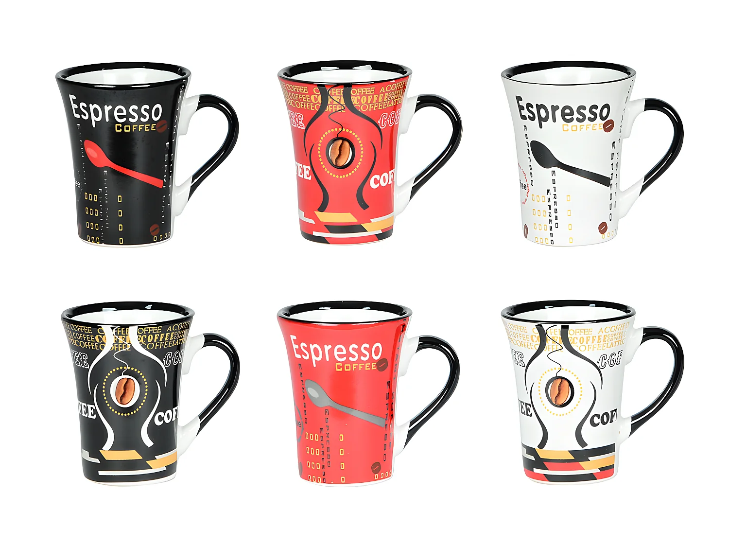 Coffret de 6 tasses à café Color 12,5 cl assorties