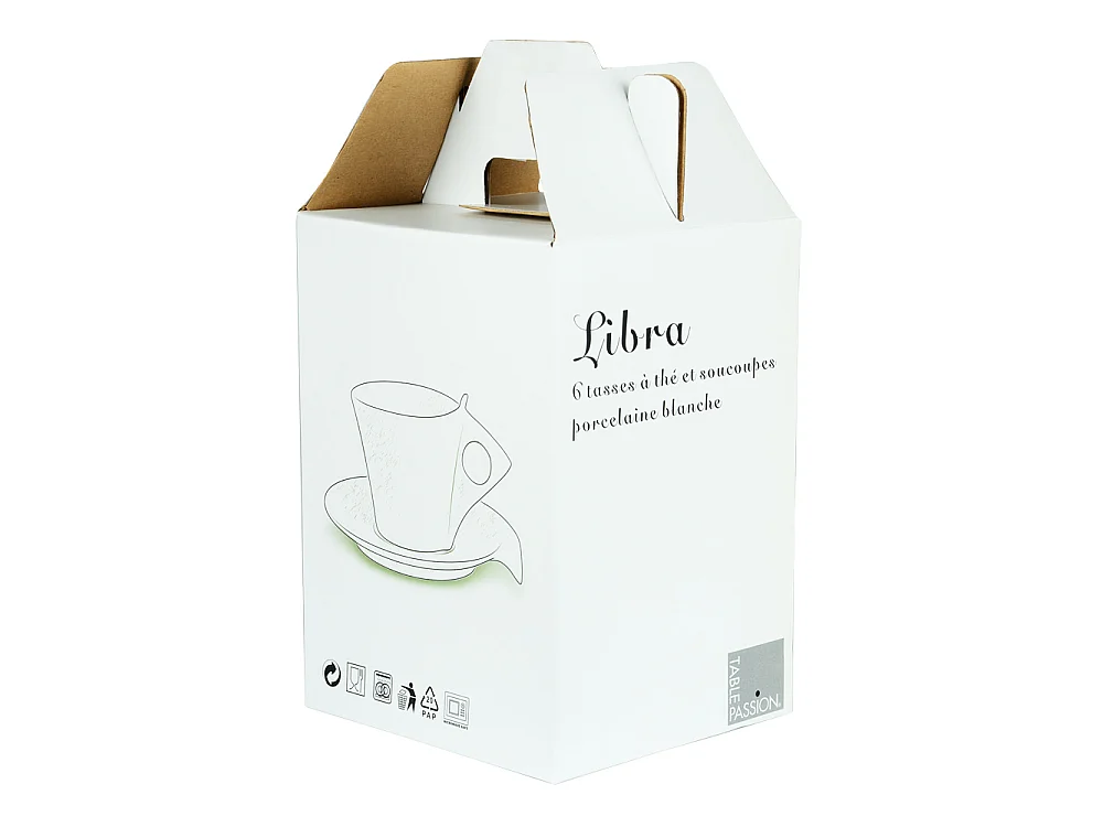 Coffret de 6 tasses et sous tasses Libra 18 cl