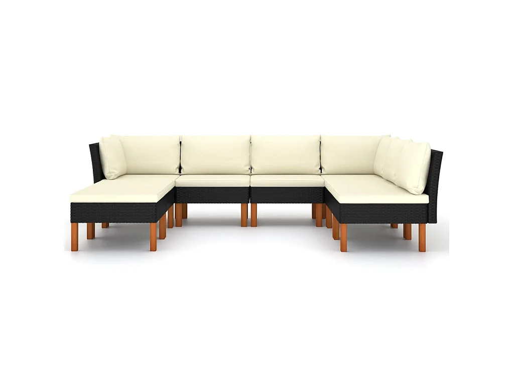 Salon de jardin 8 pcs avec coussins Résine tressée Noir 54