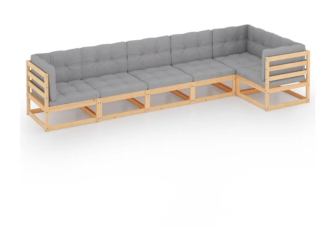 Salon de jardin 6 pcs avec coussins Bois de pin massif 22