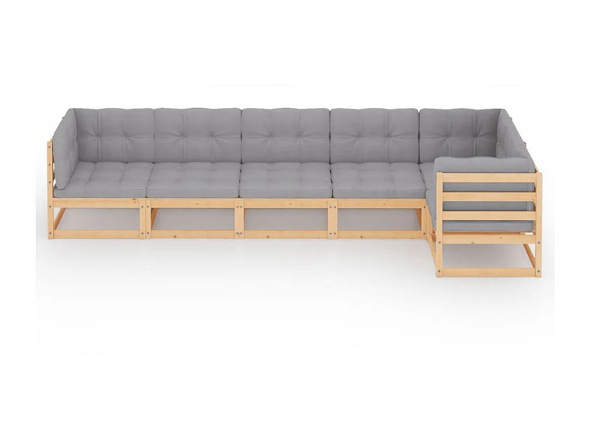 Salon de jardin 6 pcs avec coussins Bois de pin massif 22