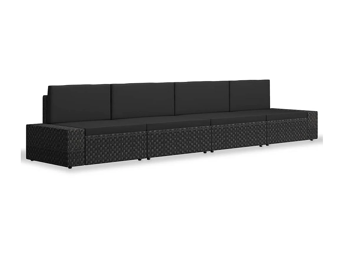 Salon de jardin 4 pcs Résine tressée Noir