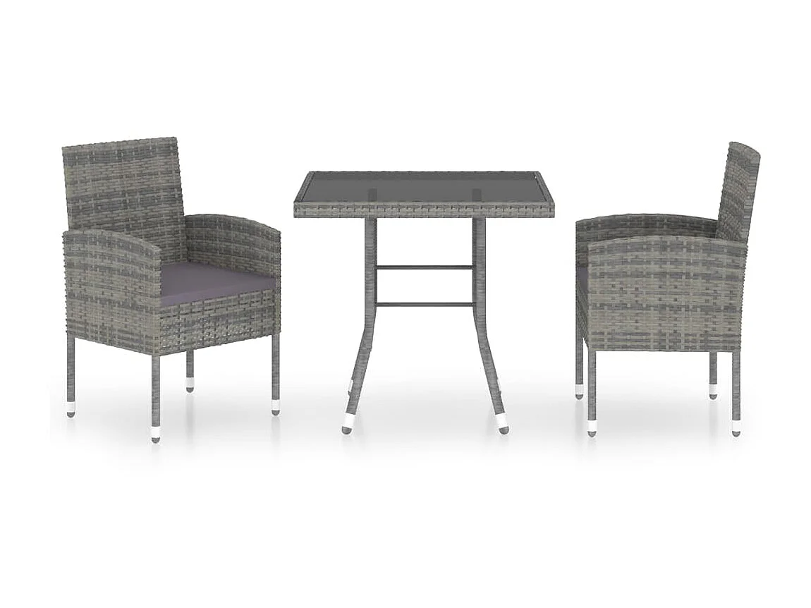 Ensemble à dîner de jardin 3 pcs Résine tressée Anthracite