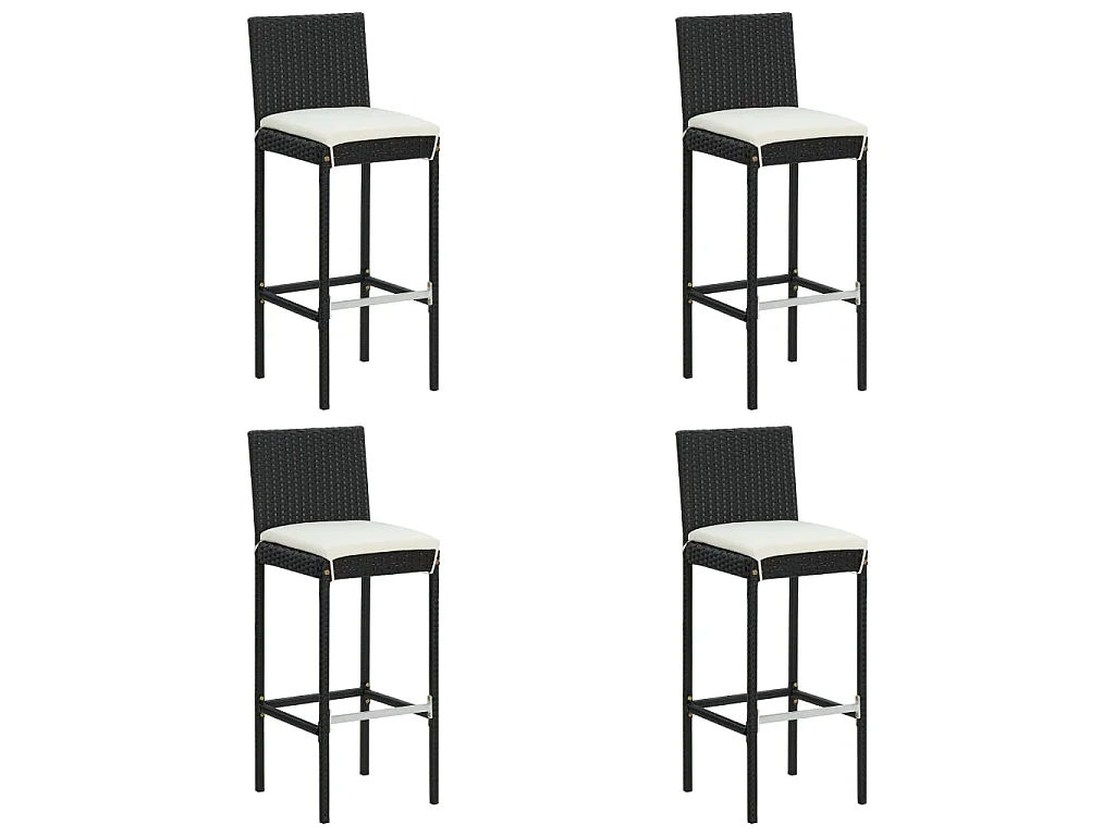 Ensemble de bar de jardin 5 pcs et coussins Résine tressée Noir 6
