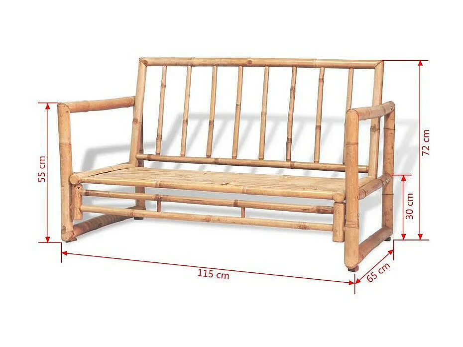 Canapé de jardin 2 places bambou et polyester blanc Maboun