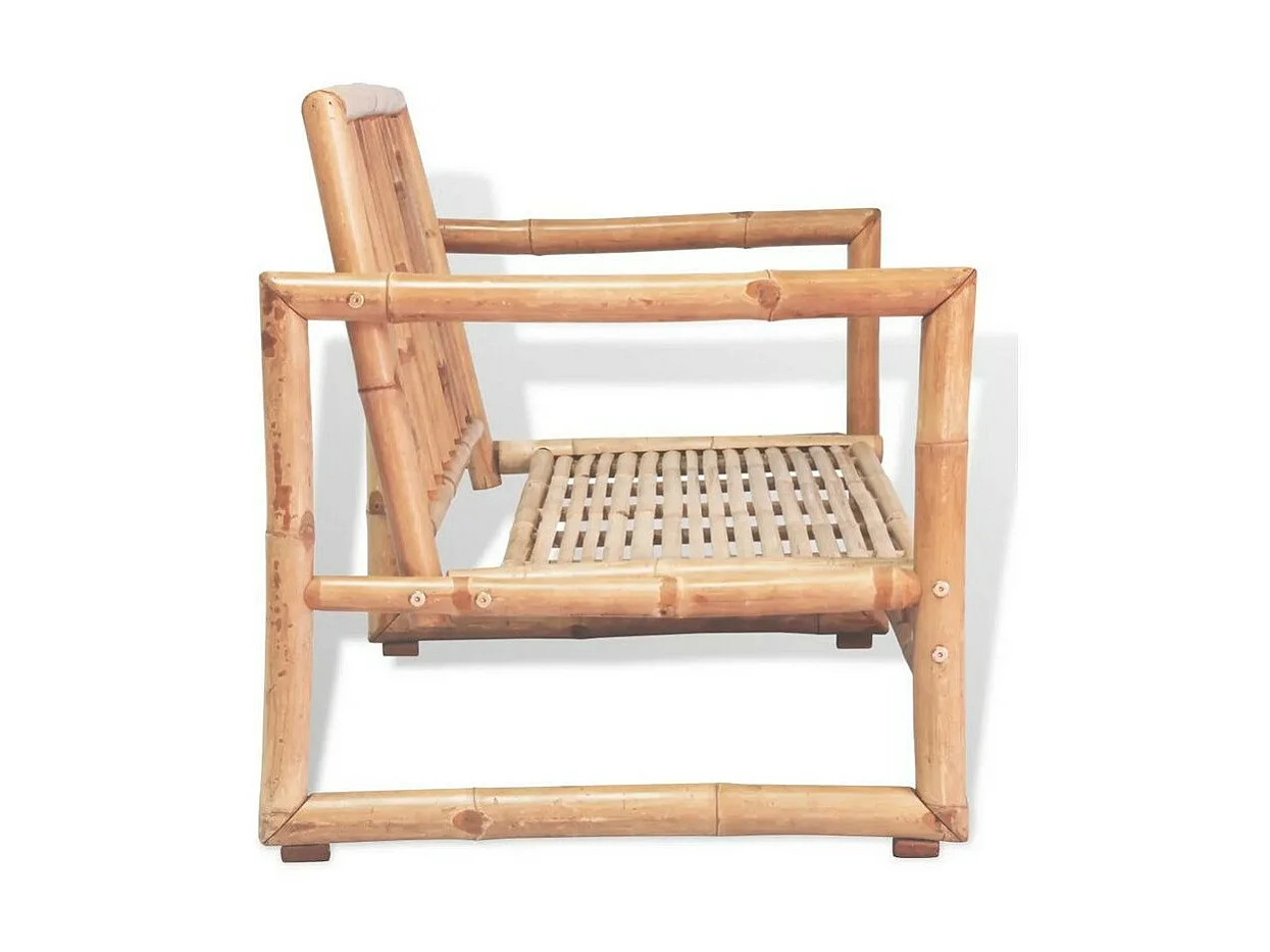 Canapé de jardin 2 places bambou et polyester blanc Maboun