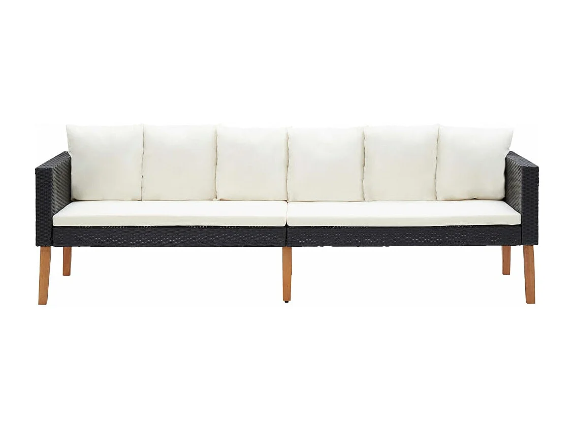 Salon de jardin 2 pcs avec coussins Résine tressée Noir 5