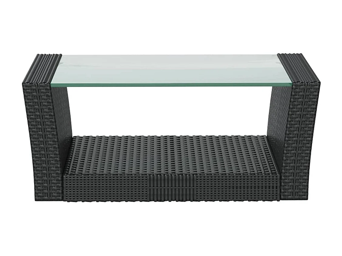 Salon de jardin 16 pcs avec coussins Résine tressée Noir 4