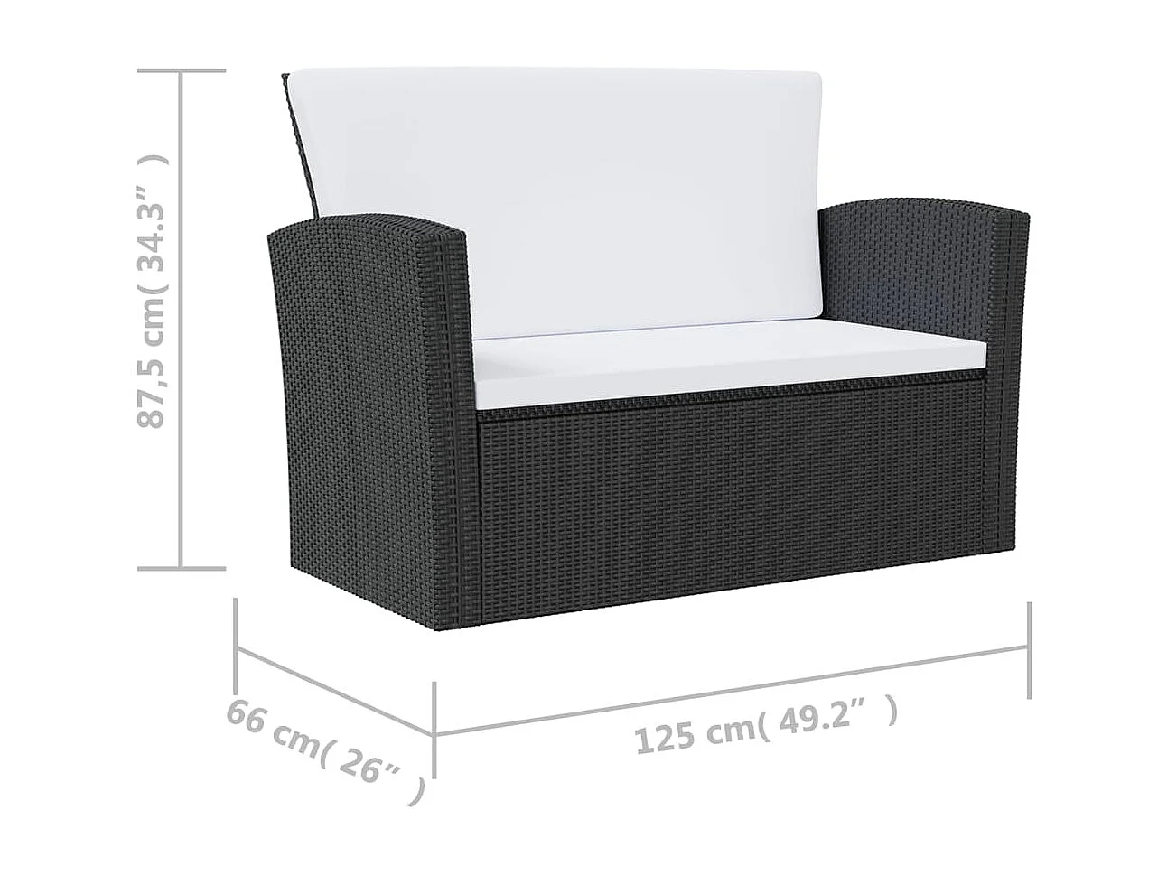 Salon de jardin 16 pcs avec coussins Résine tressée Noir 4