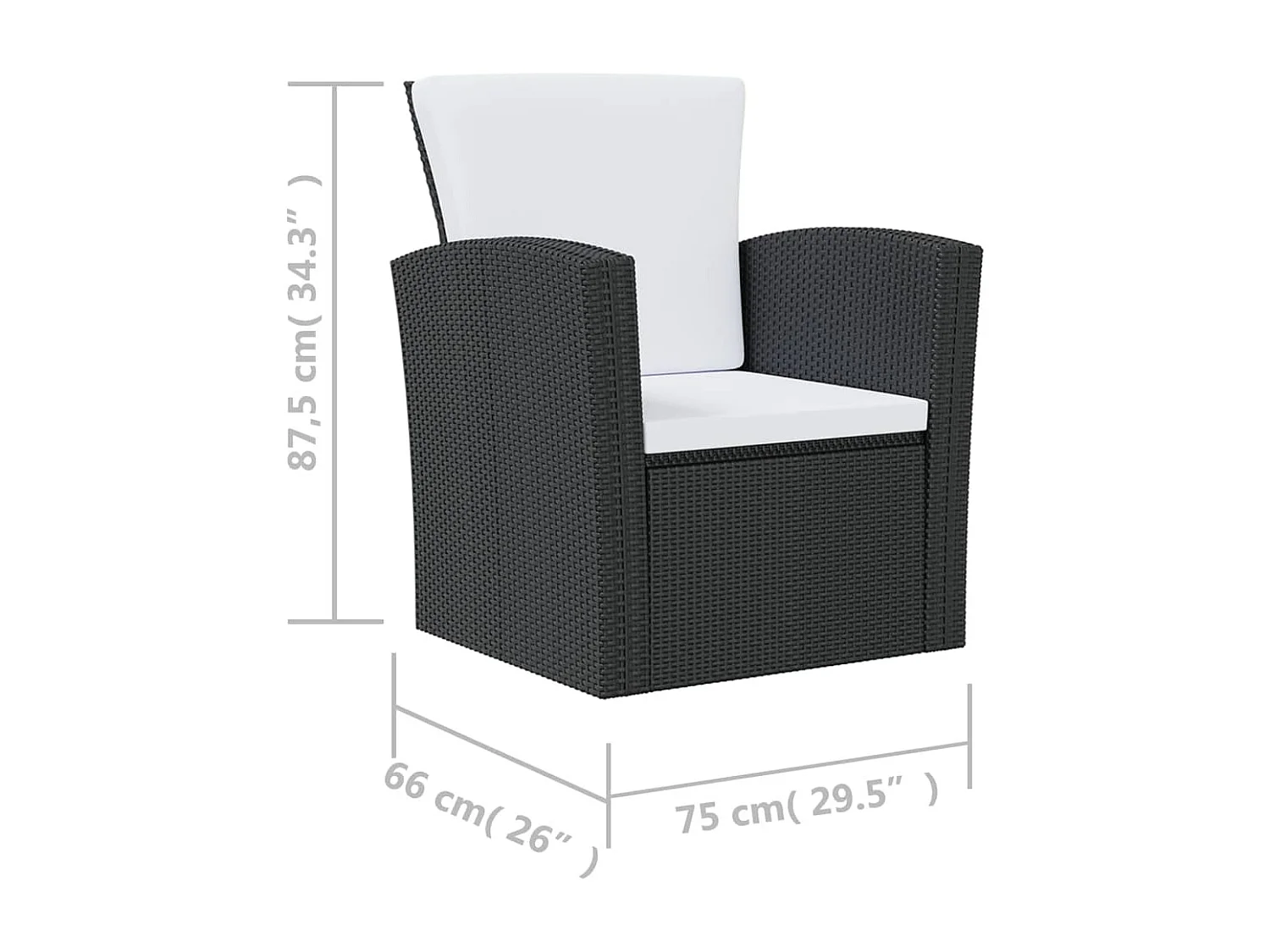 Salon de jardin 16 pcs avec coussins Résine tressée Noir 4