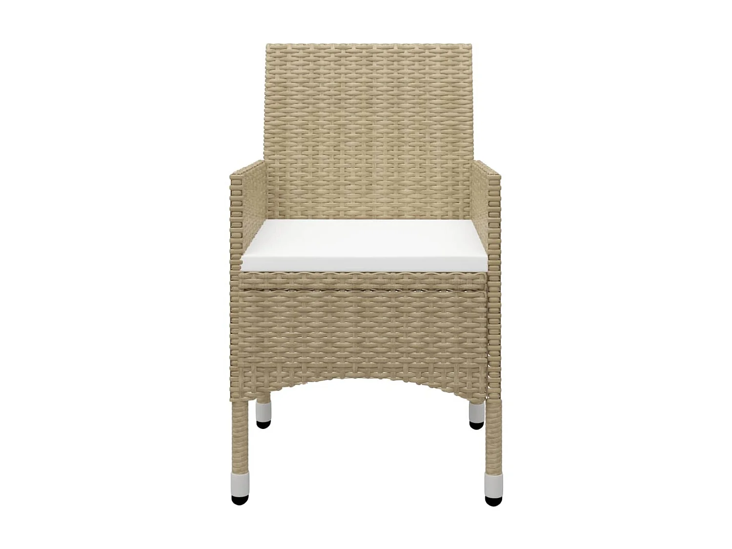 Ensemble de bistro 3 pcs Résine tressée et verre trempé Beige