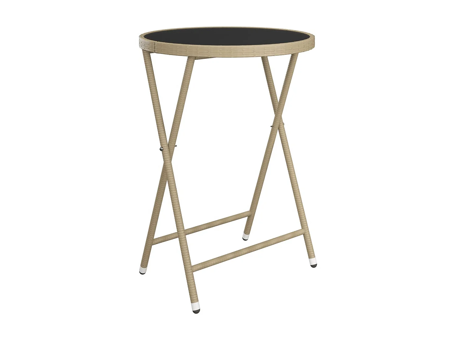 Ensemble de bistro 3 pcs Résine tressée et verre trempé Beige