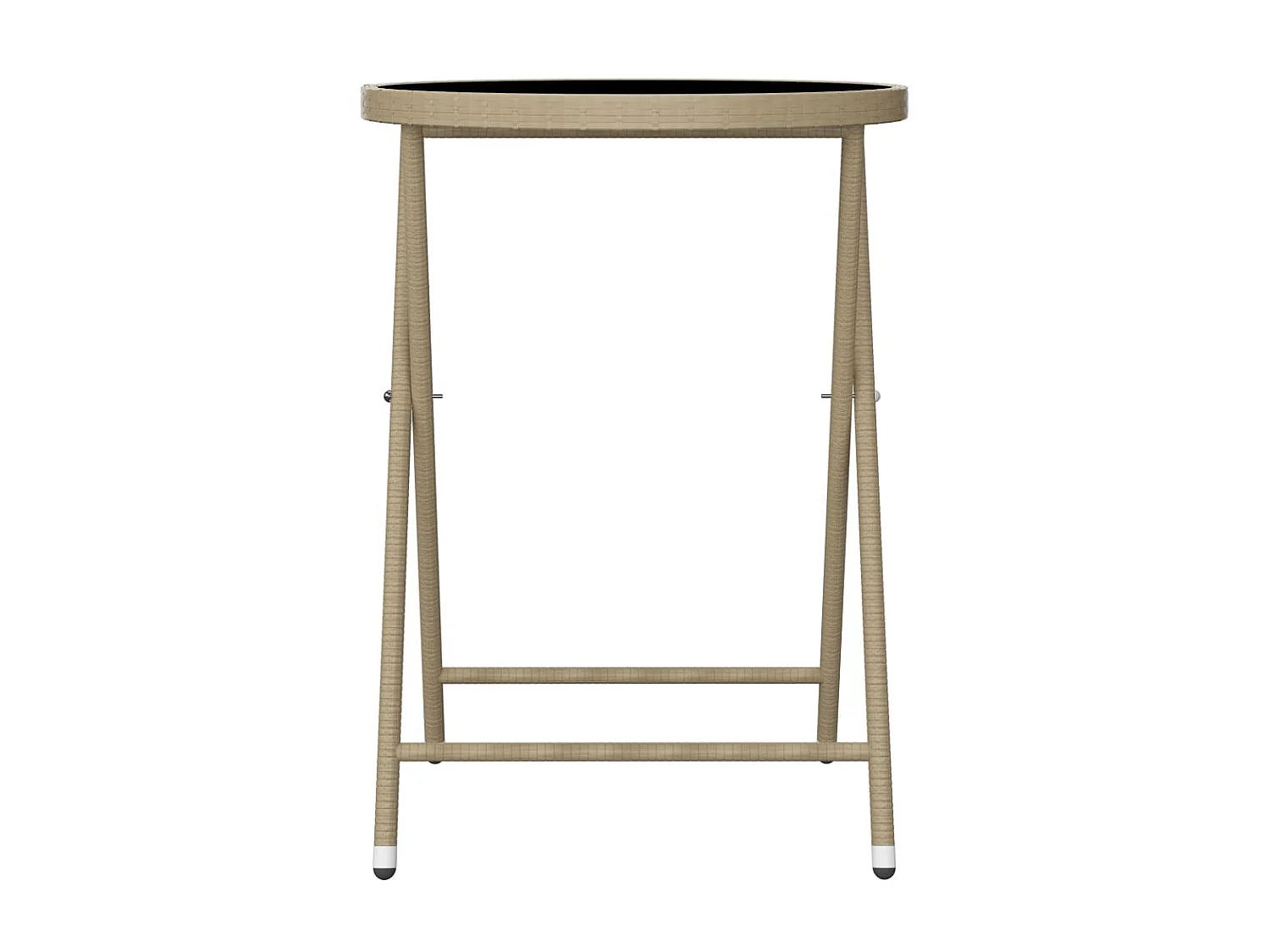 Ensemble de bistro 3 pcs Résine tressée et verre trempé Beige