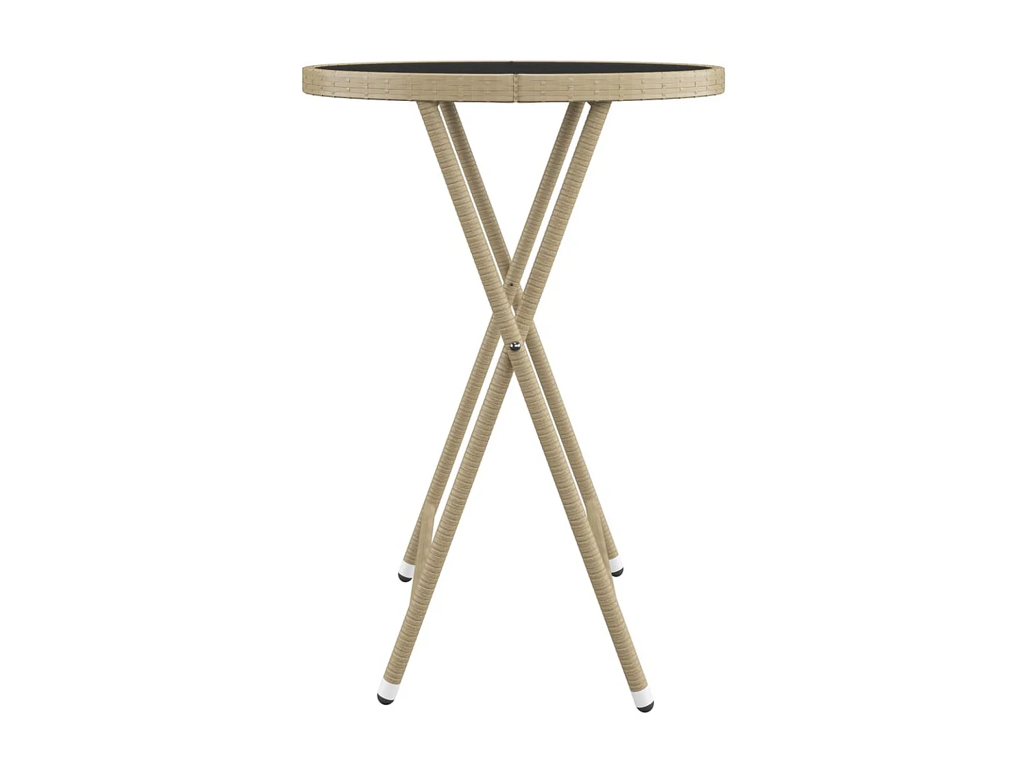 Ensemble de bistro 3 pcs Résine tressée et verre trempé Beige