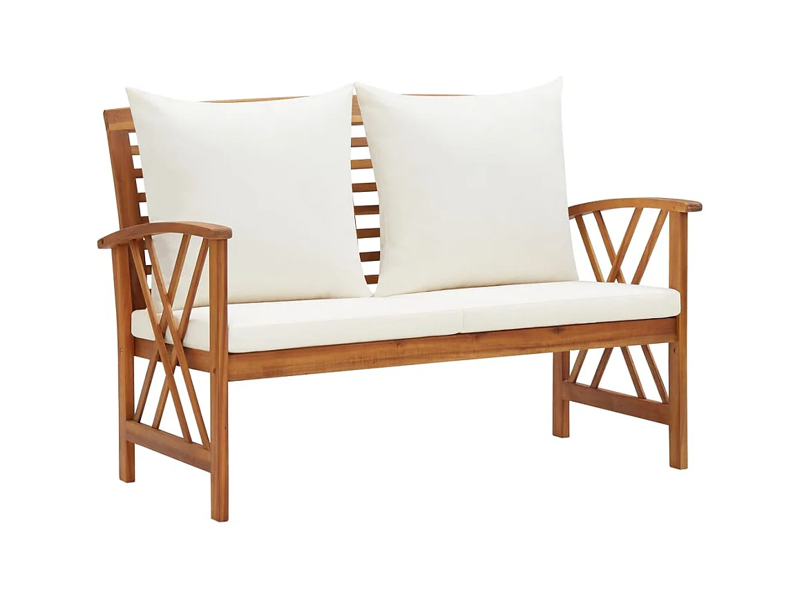 Banc de jardin avec coussins 119cm Bois solide d'acacia 4