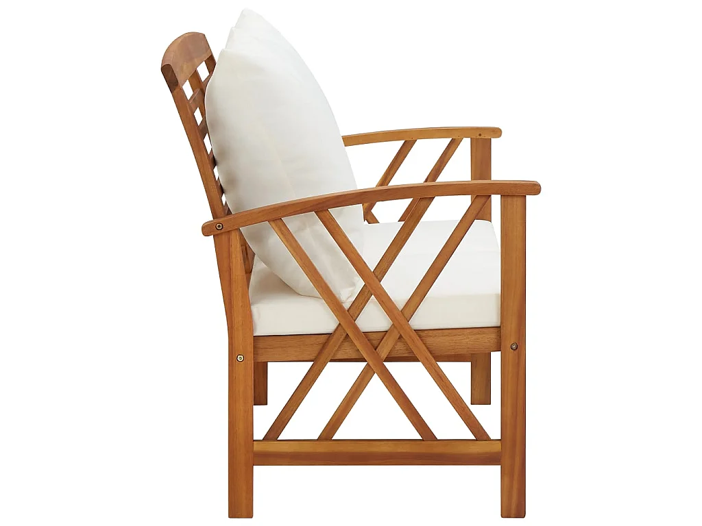Banc de jardin avec coussins 119cm Bois solide d'acacia 4