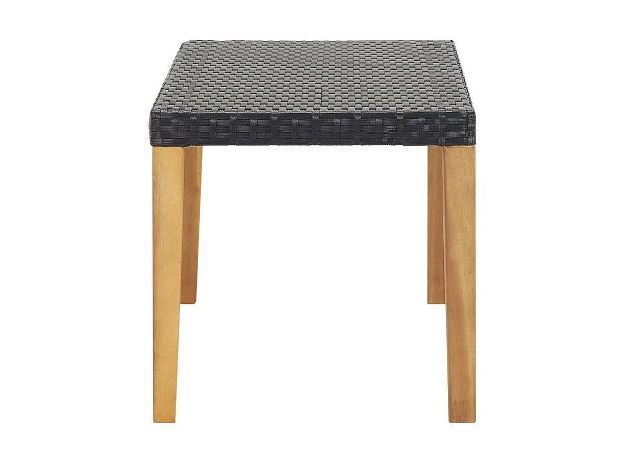 Banc de jardin résine tressée noire et pieds acacia Lakt 120cm