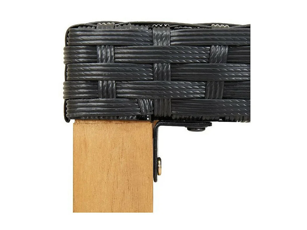 Banc de jardin résine tressée noire et pieds acacia Lakt 120cm