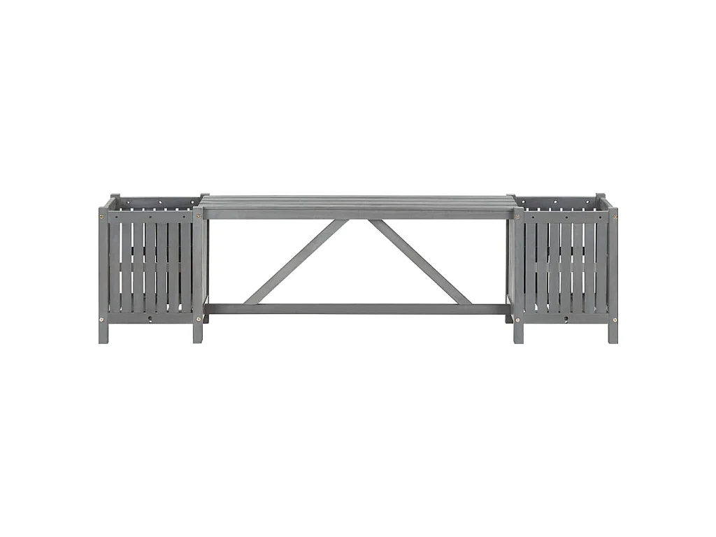 Banc de jardin avec 2 jardinières 150cm Bois d'acacia Gris