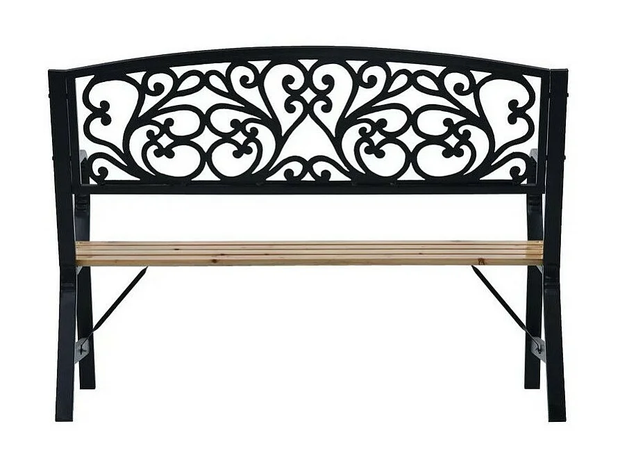 Banc de jardin bois massif clair et métal noir Delta