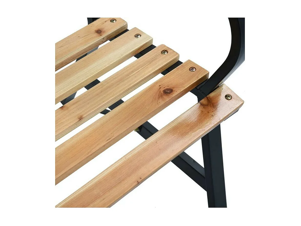 Banc de jardin bois massif clair et métal noir Delta