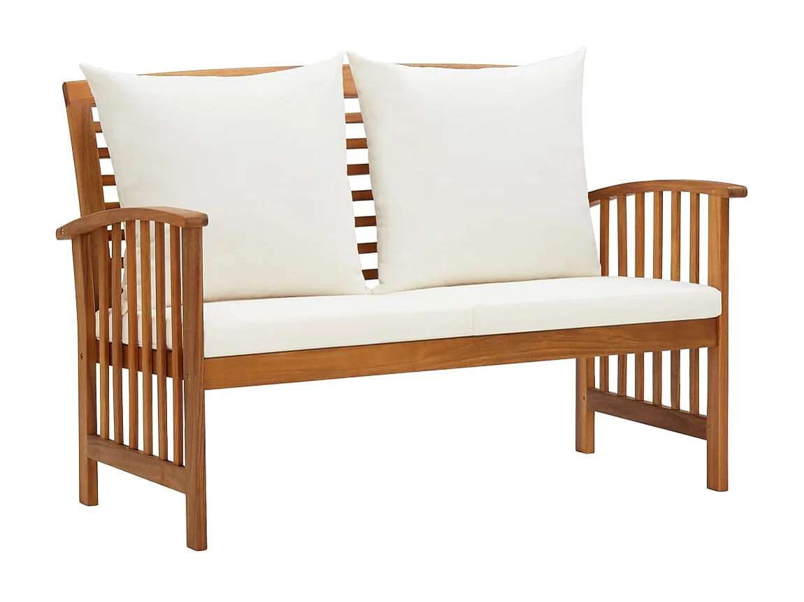 Banc de jardin avec coussins 119cm Bois solide d'acacia 2