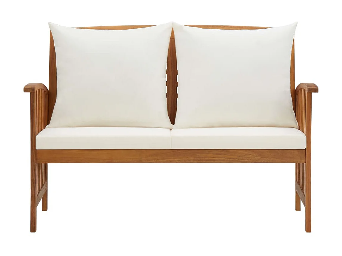Banc de jardin avec coussins 119cm Bois solide d'acacia 2