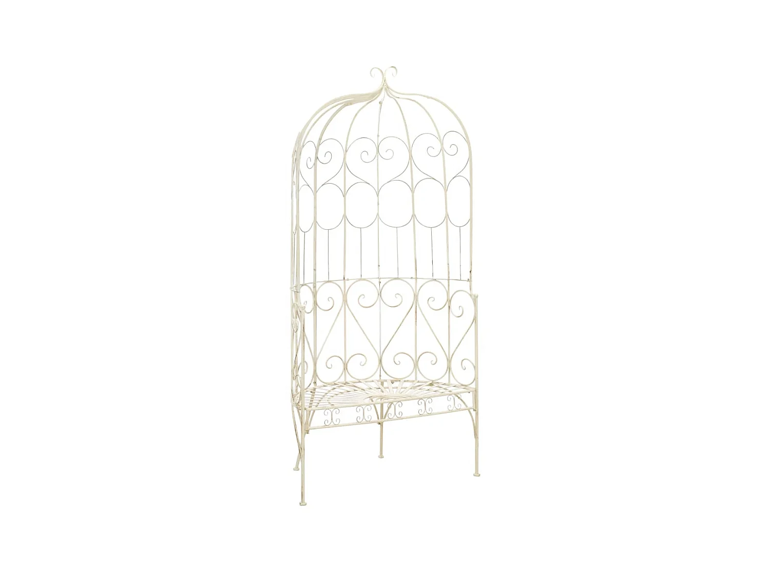 Banc de jardin 95cm Fer Blanc antique