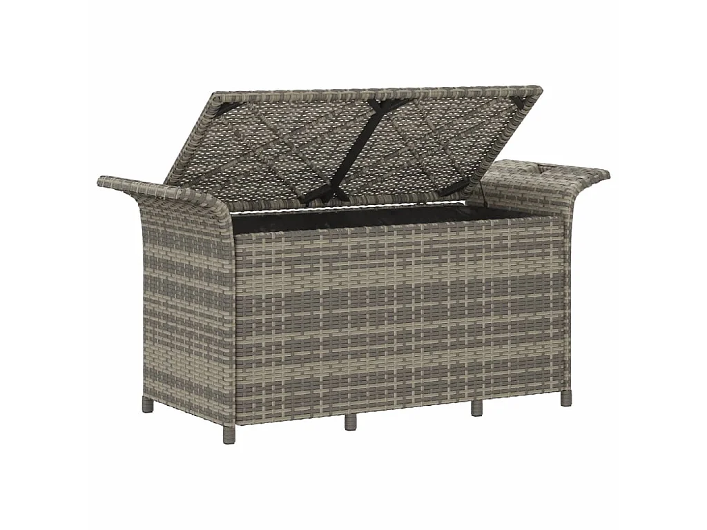 Banc de jardin avec coussin gris 116x46x57 résine tressée