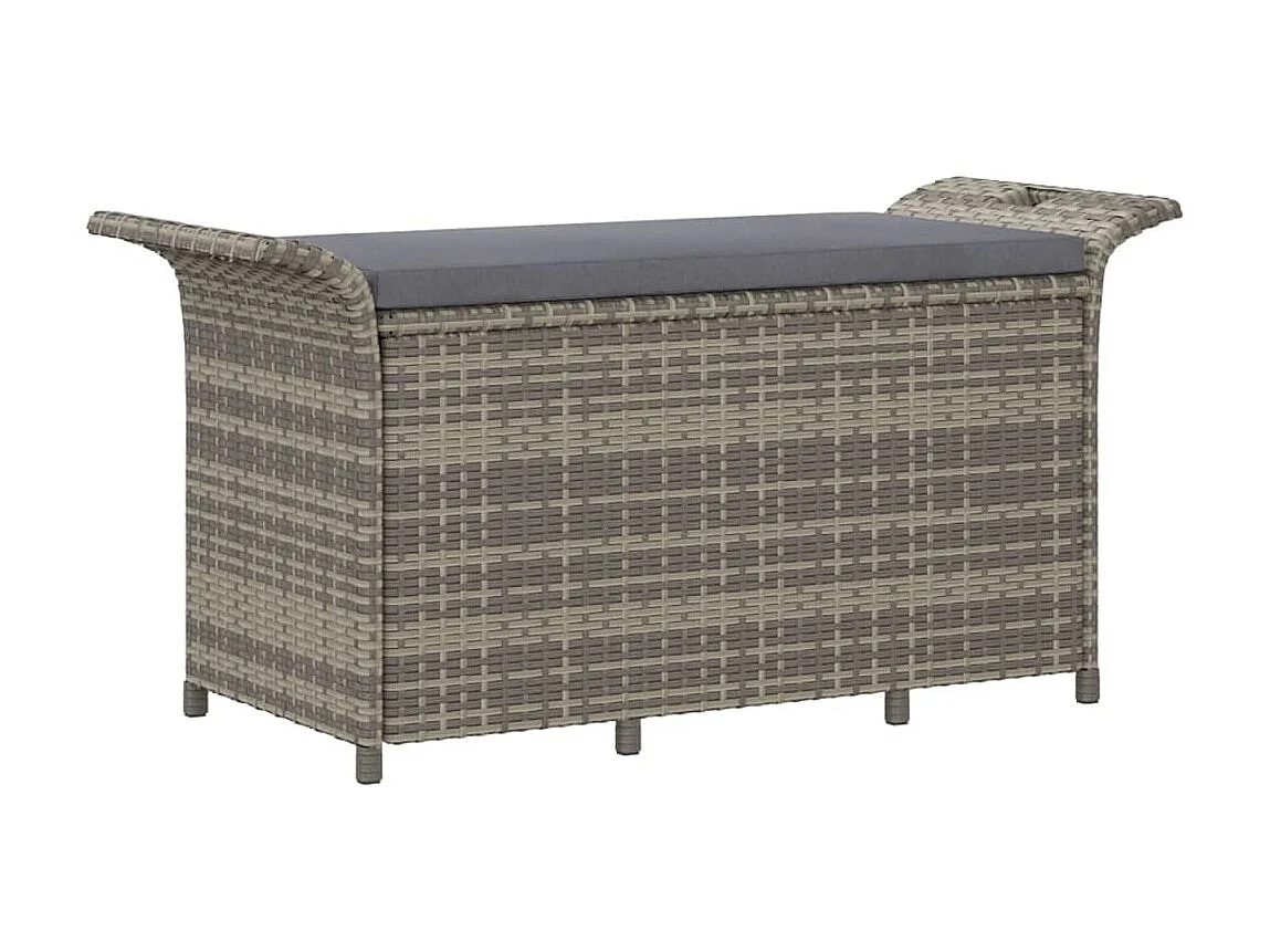 Banc de jardin avec coussin gris 116x46x57 résine tressée