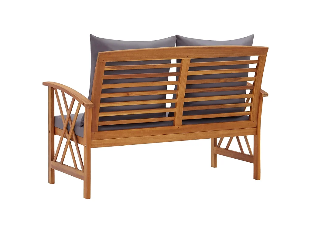 Banc de jardin avec coussins 119cm Bois solide d'acacia