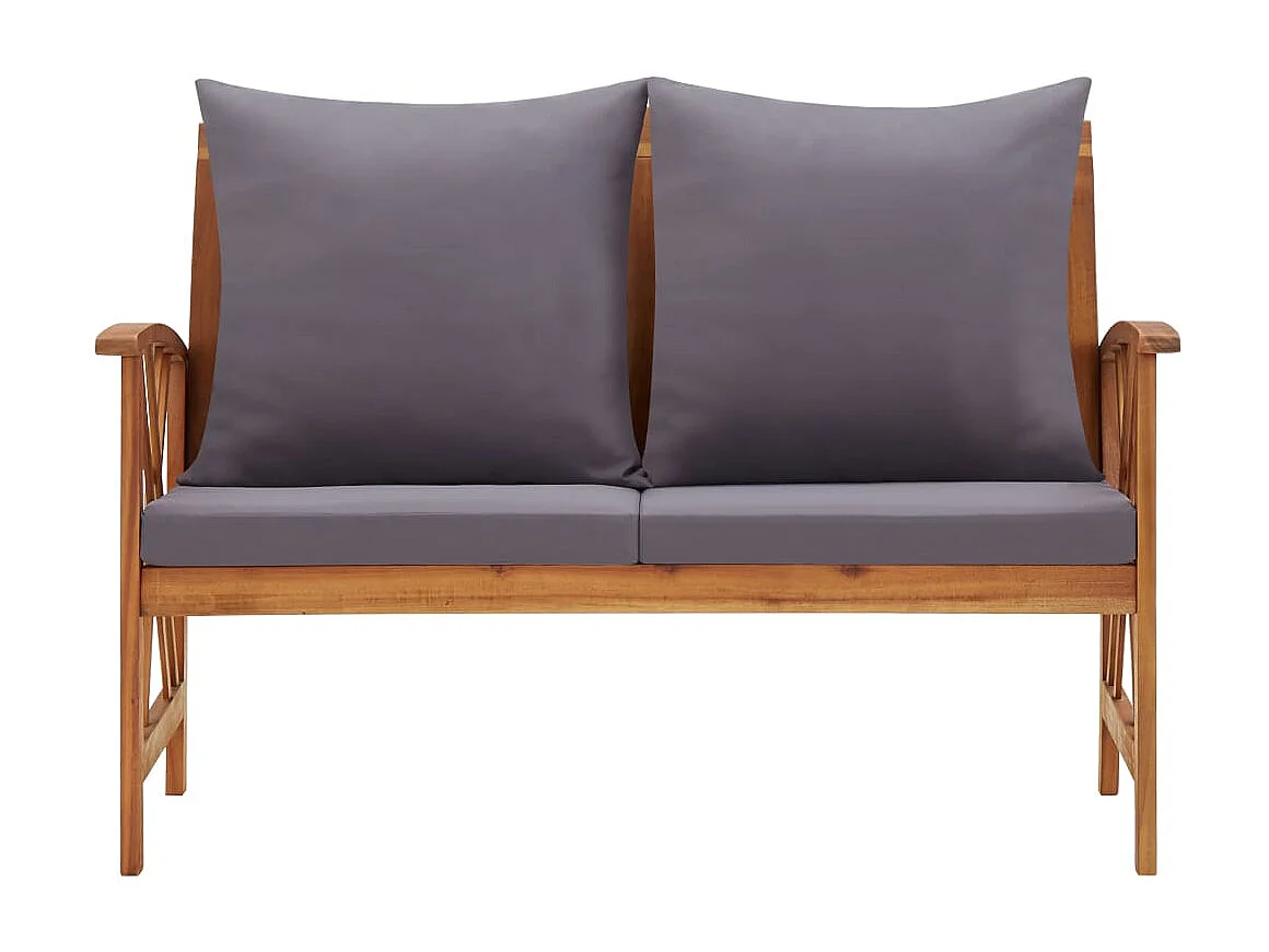 Banc de jardin avec coussins 119cm Bois solide d'acacia
