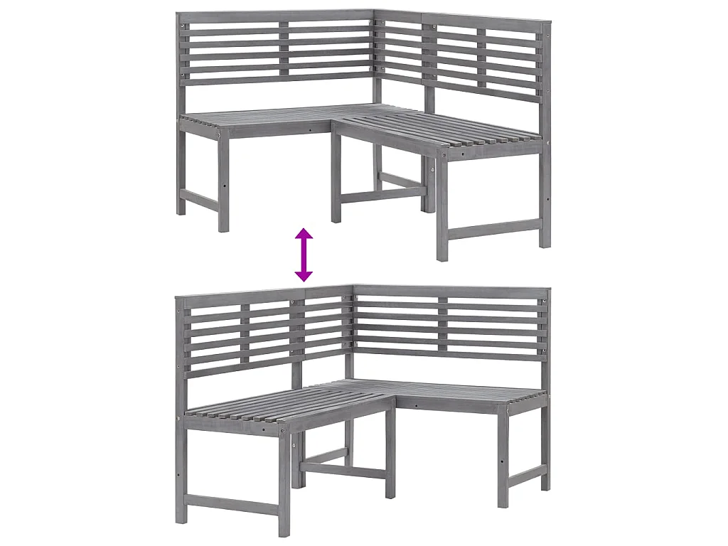 Banc d'angle de jardin Gris 140cm Bois solide d'acacia